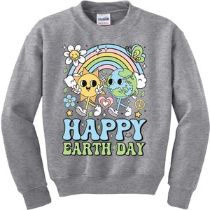 Groovy Happy Earth Day 2024 Save The Planet Kids Sweatshirt