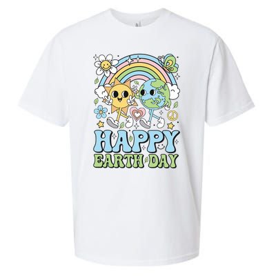 Groovy Happy Earth Day 2024 Save The Planet Sueded Cloud Jersey T-Shirt