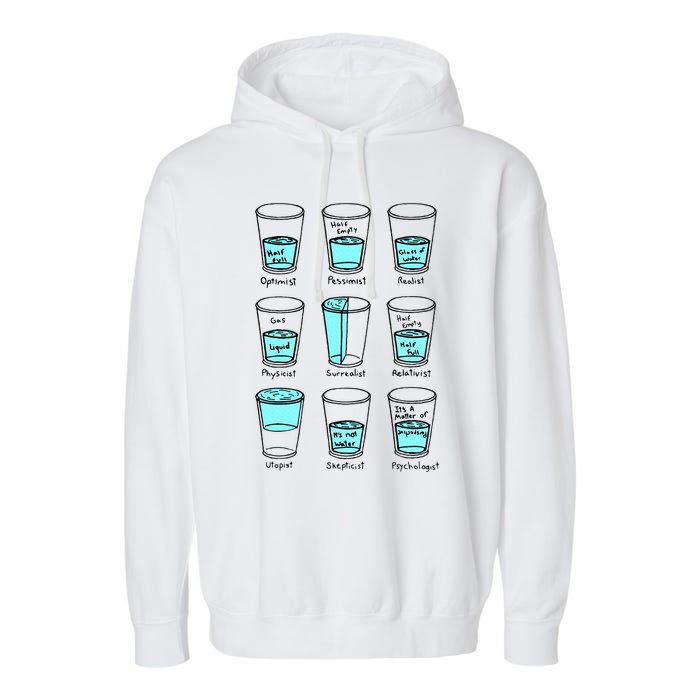 Glass half empty funny meme Psychologist Edition  Garment-Dyed Fleece Hoodie