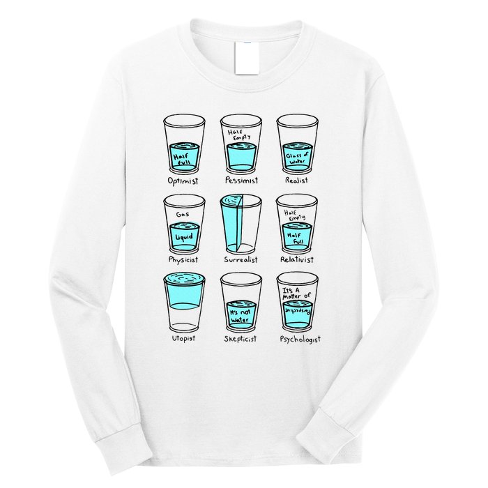 Glass half empty funny meme Psychologist Edition  Long Sleeve Shirt