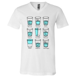 Glass half empty funny meme Psychologist Edition  V-Neck T-Shirt