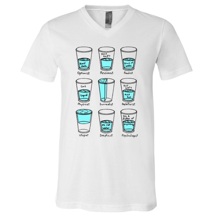 Glass half empty funny meme Psychologist Edition  V-Neck T-Shirt