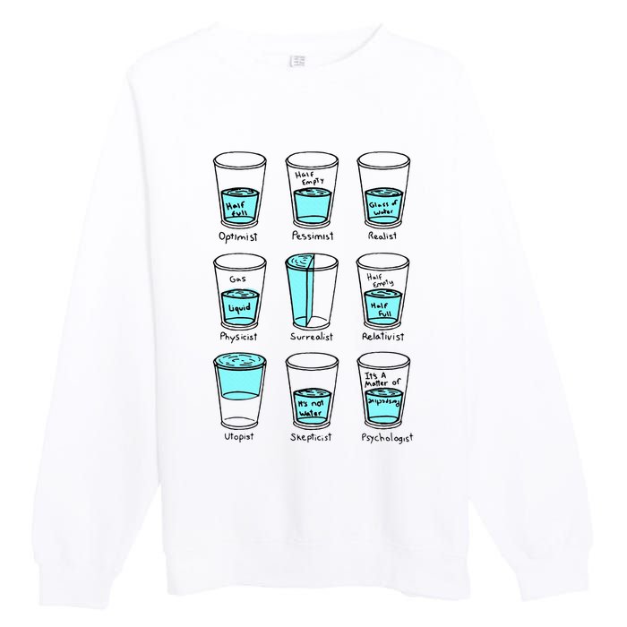 Glass half empty funny meme Psychologist Edition  Premium Crewneck Sweatshirt