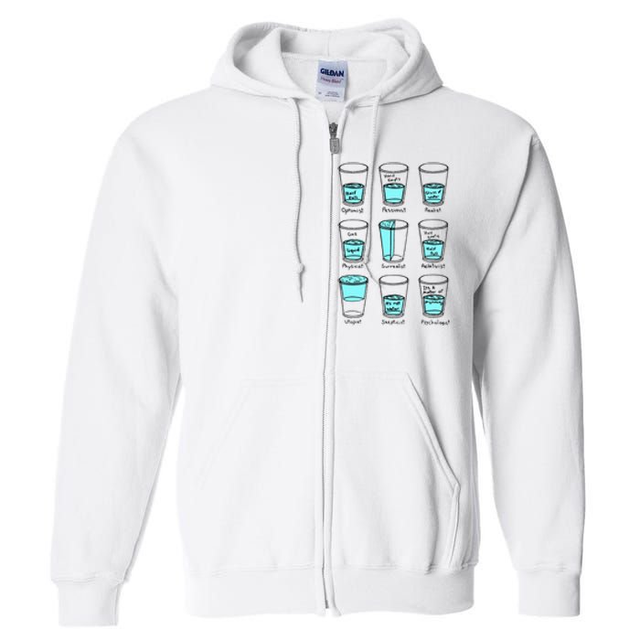 Glass half empty funny meme Psychologist Edition  Full Zip Hoodie