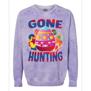 Gone Hunting Easter Bunny Easter Pun Easter Egg Easter Gift Colorblast Crewneck Sweatshirt