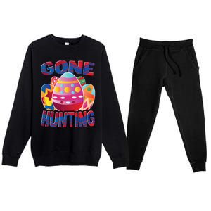 Gone Hunting Easter Bunny Easter Pun Easter Egg Easter Gift Premium Crewneck Sweatsuit Set