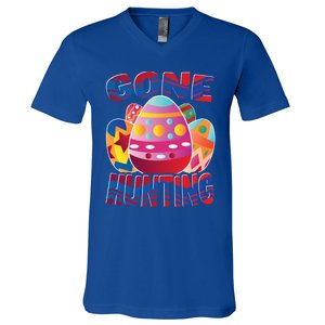 Gone Hunting Easter Bunny Easter Pun Easter Egg Easter Gift V-Neck T-Shirt