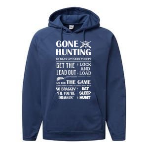 Gone Hunting Eat Sleep Hunt Funny Deer Hunter Quotes Gift Performance Fleece Hoodie