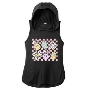 Groovy Happy Easter Floral Egg Ladies PosiCharge Tri-Blend Wicking Draft Hoodie Tank