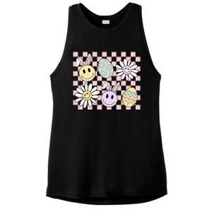 Groovy Happy Easter Floral Egg Ladies PosiCharge Tri-Blend Wicking Tank