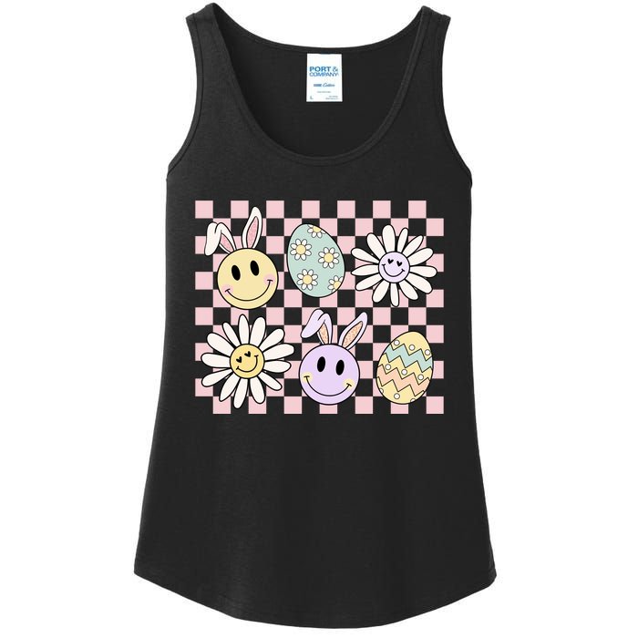 Groovy Happy Easter Floral Egg Ladies Essential Tank