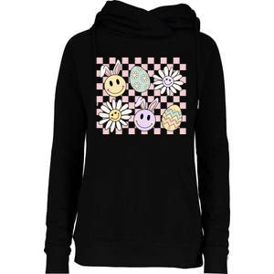 Groovy Happy Easter Floral Egg Womens Funnel Neck Pullover Hood