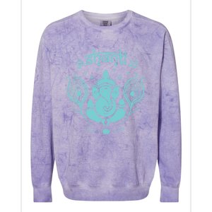 Ganesh Hindu Elephant God Peacock Feather Lotus Shanti Yoga Gift Colorblast Crewneck Sweatshirt