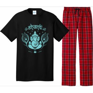 Ganesh Hindu Elephant God Peacock Feather Lotus Shanti Yoga Gift Pajama Set