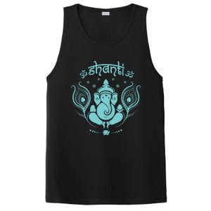 Ganesh Hindu Elephant God Peacock Feather Lotus Shanti Yoga Gift PosiCharge Competitor Tank