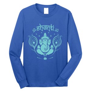 Ganesh Hindu Elephant God Peacock Feather Lotus Shanti Yoga Gift Long Sleeve Shirt