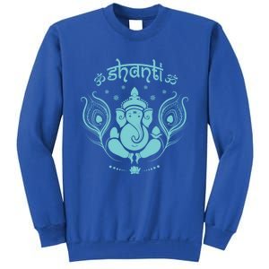 Ganesh Hindu Elephant God Peacock Feather Lotus Shanti Yoga Gift Sweatshirt