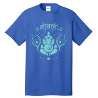 Ganesh Hindu Elephant God Peacock Feather Lotus Shanti Yoga Gift Tall T-Shirt