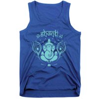 Ganesh Hindu Elephant God Peacock Feather Lotus Shanti Yoga Gift Tank Top