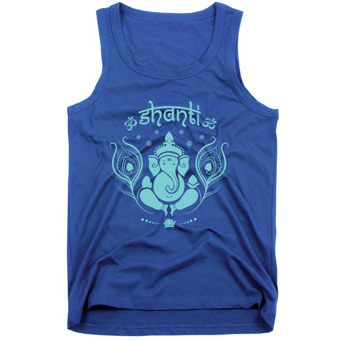 Ganesh Hindu Elephant God Peacock Feather Lotus Shanti Yoga Gift Tank Top