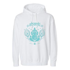 Ganesh Hindu Elephant God Peacock Feather Lotus Shanti Yoga Gift Garment-Dyed Fleece Hoodie