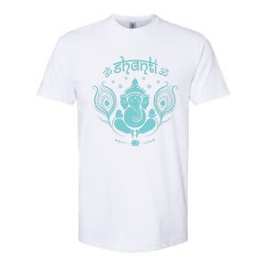 Ganesh Hindu Elephant God Peacock Feather Lotus Shanti Yoga Gift Softstyle CVC T-Shirt