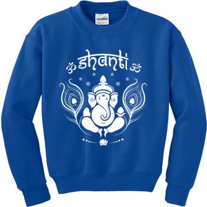 Ganesh Hindu Elephant God Shanti Peace Yoga Gift Kids Sweatshirt