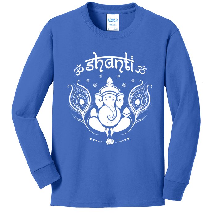 Ganesh Hindu Elephant God Shanti Peace Yoga Gift Kids Long Sleeve Shirt