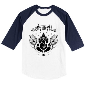 Ganesh Hindu Elephant God Shanti Peace Yoga Gift Baseball Sleeve Shirt