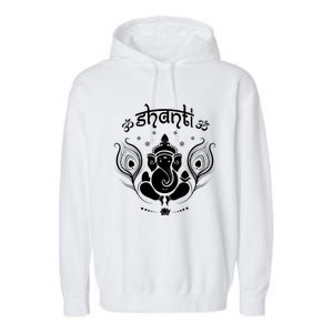 Ganesh Hindu Elephant God Shanti Peace Yoga Gift Garment-Dyed Fleece Hoodie