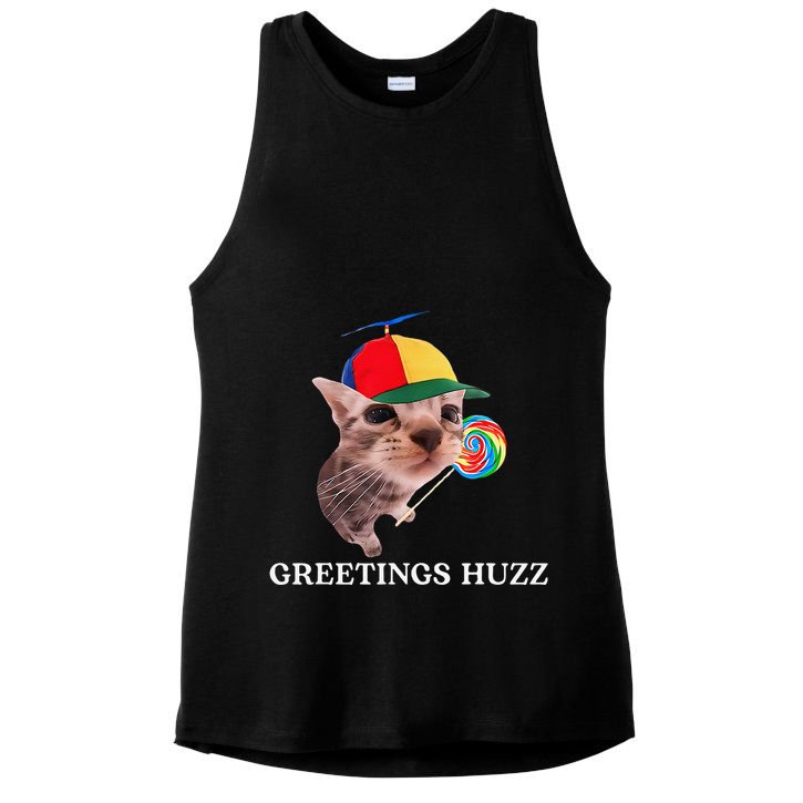 Greetings Huzz Funny Gen Z Gen Alpha Slang Silly Cat Meme Ladies PosiCharge Tri-Blend Wicking Tank