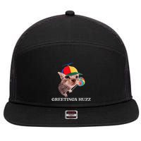 Greetings Huzz Funny Gen Z Gen Alpha Slang Silly Cat Meme 7 Panel Mesh Trucker Snapback Hat