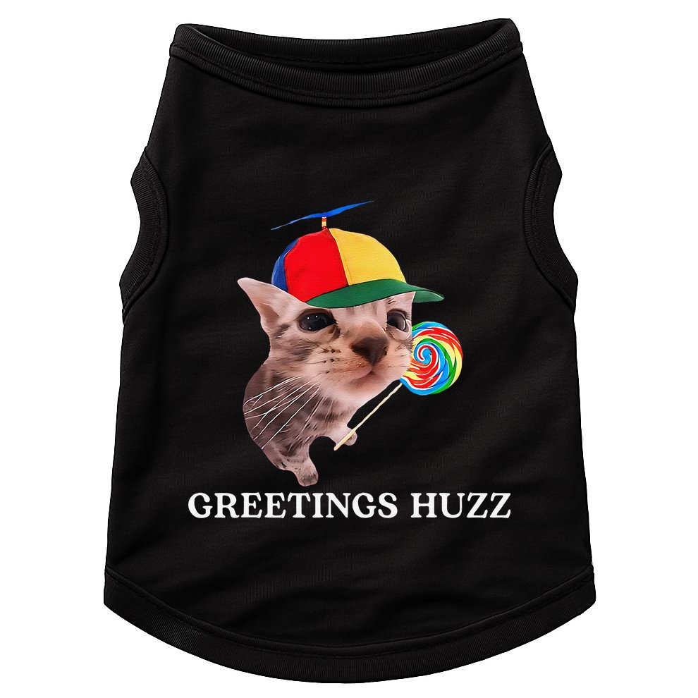 Greetings Huzz Funny Gen Z Gen Alpha Slang Silly Cat Meme Doggie Tank