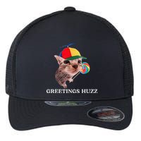 Greetings Huzz Funny Gen Z Gen Alpha Slang Silly Cat Meme Flexfit Unipanel Trucker Cap