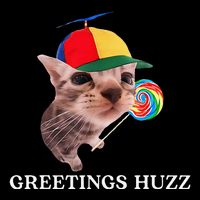 Greetings Huzz Funny Gen Z Gen Alpha Slang Silly Cat Meme Flexfit Unipanel Trucker Cap