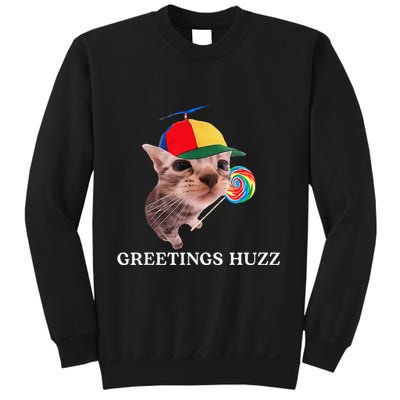 Greetings Huzz Funny Gen Z Gen Alpha Slang Silly Cat Meme Sweatshirt