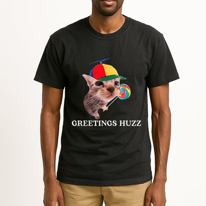 Greetings Huzz Funny Gen Z Gen Alpha Slang Silly Cat Meme Tall T-Shirt