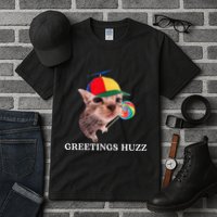 Greetings Huzz Funny Gen Z Gen Alpha Slang Silly Cat Meme Tall T-Shirt