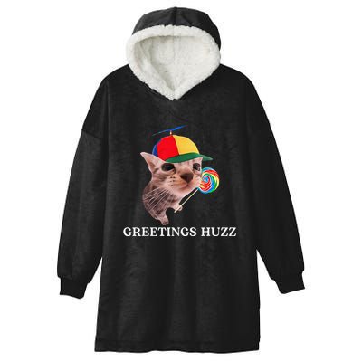 Greetings Huzz Funny Gen Z Gen Alpha Slang Silly Cat Meme Hooded Wearable Blanket