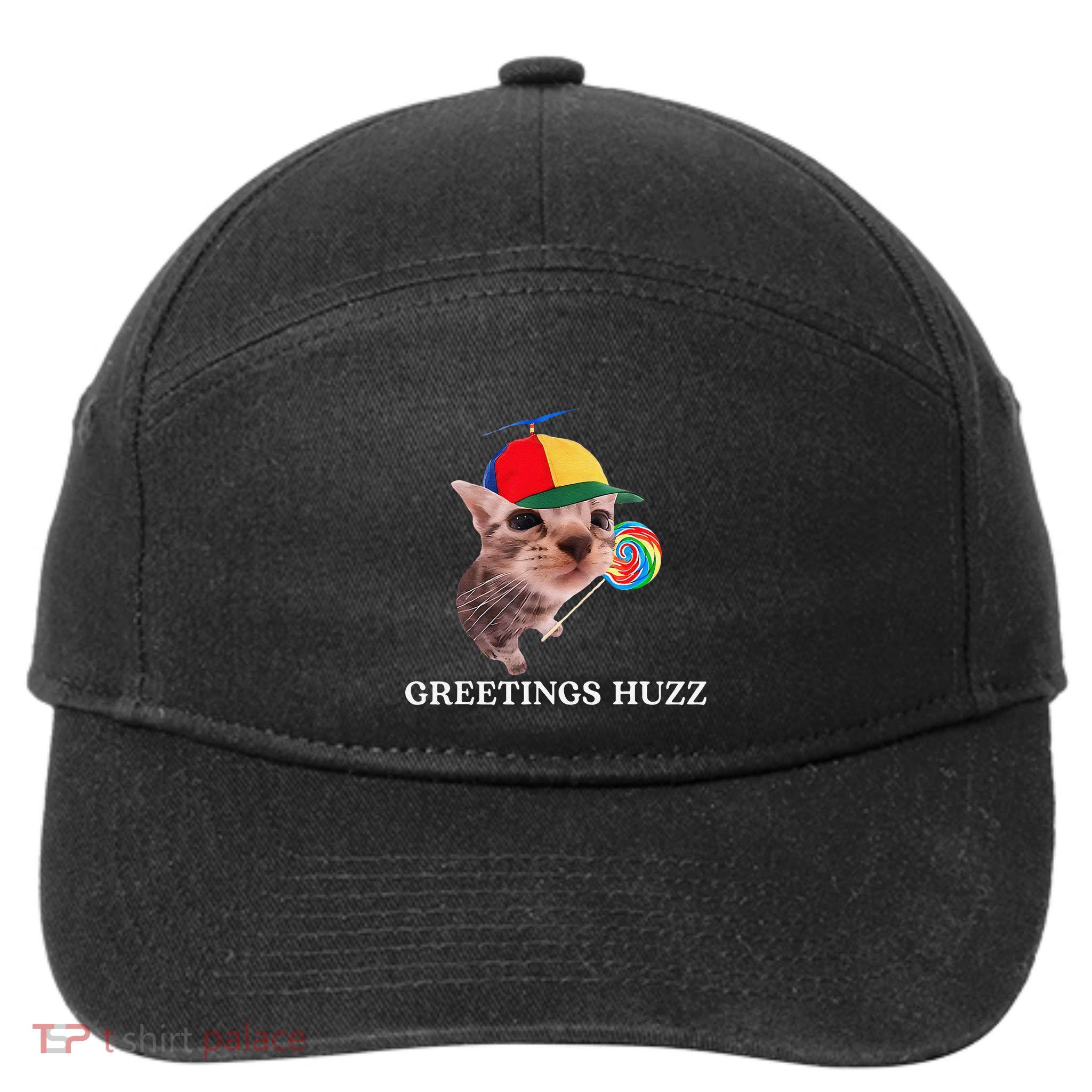 Greetings Huzz Funny Gen Z Gen Alpha Slang Silly Cat Meme 7-Panel Snapback Hat