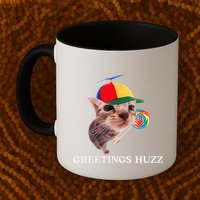 Greetings Huzz Funny Gen Z Gen Alpha Slang Silly Cat Meme Mug
