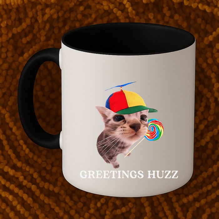 Greetings Huzz Funny Gen Z Gen Alpha Slang Silly Cat Meme Mug