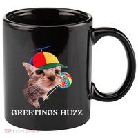 Greetings Huzz Funny Gen Z Gen Alpha Slang Silly Cat Meme 11oz C Handle Ceramic Mug