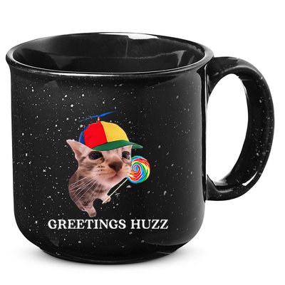 Greetings Huzz Funny Gen Z Gen Alpha Slang Silly Cat Meme 15oz Campfire Ceramic Mug