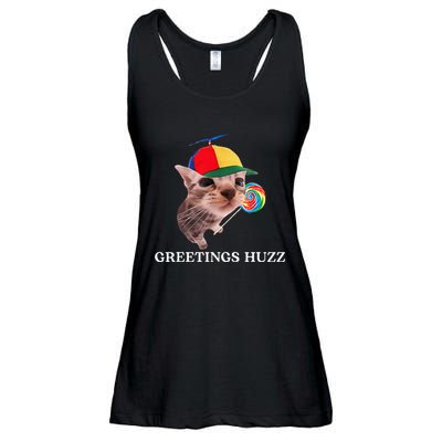 Greetings Huzz Funny Gen Z Gen Alpha Slang Silly Cat Meme Ladies Essential Flowy Tank