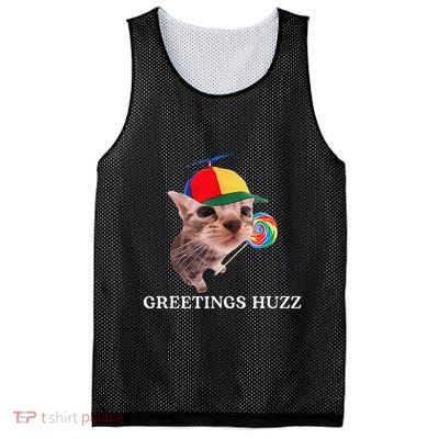 Greetings Huzz Funny Gen Z Gen Alpha Slang Silly Cat Meme Mesh Reversible Basketball Jersey Tank