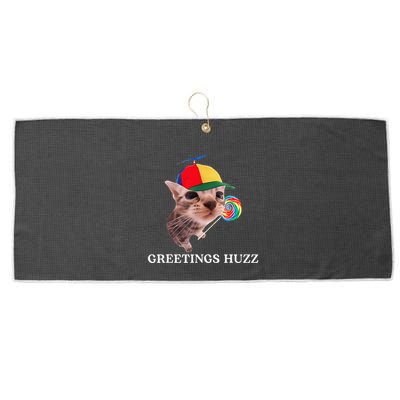 Greetings Huzz Funny Gen Z Gen Alpha Slang Silly Cat Meme Large Microfiber Waffle Golf Towel