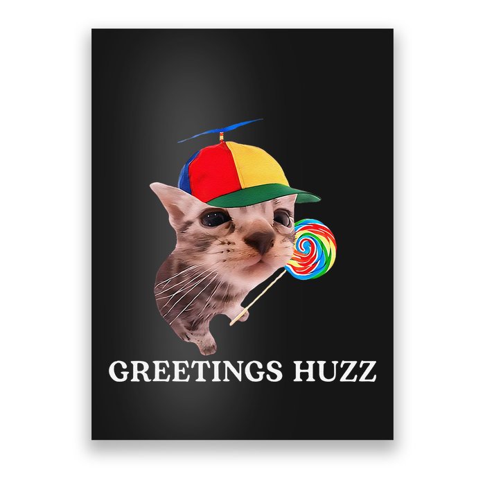 Greetings Huzz Funny Gen Z Gen Alpha Slang Silly Cat Meme Poster