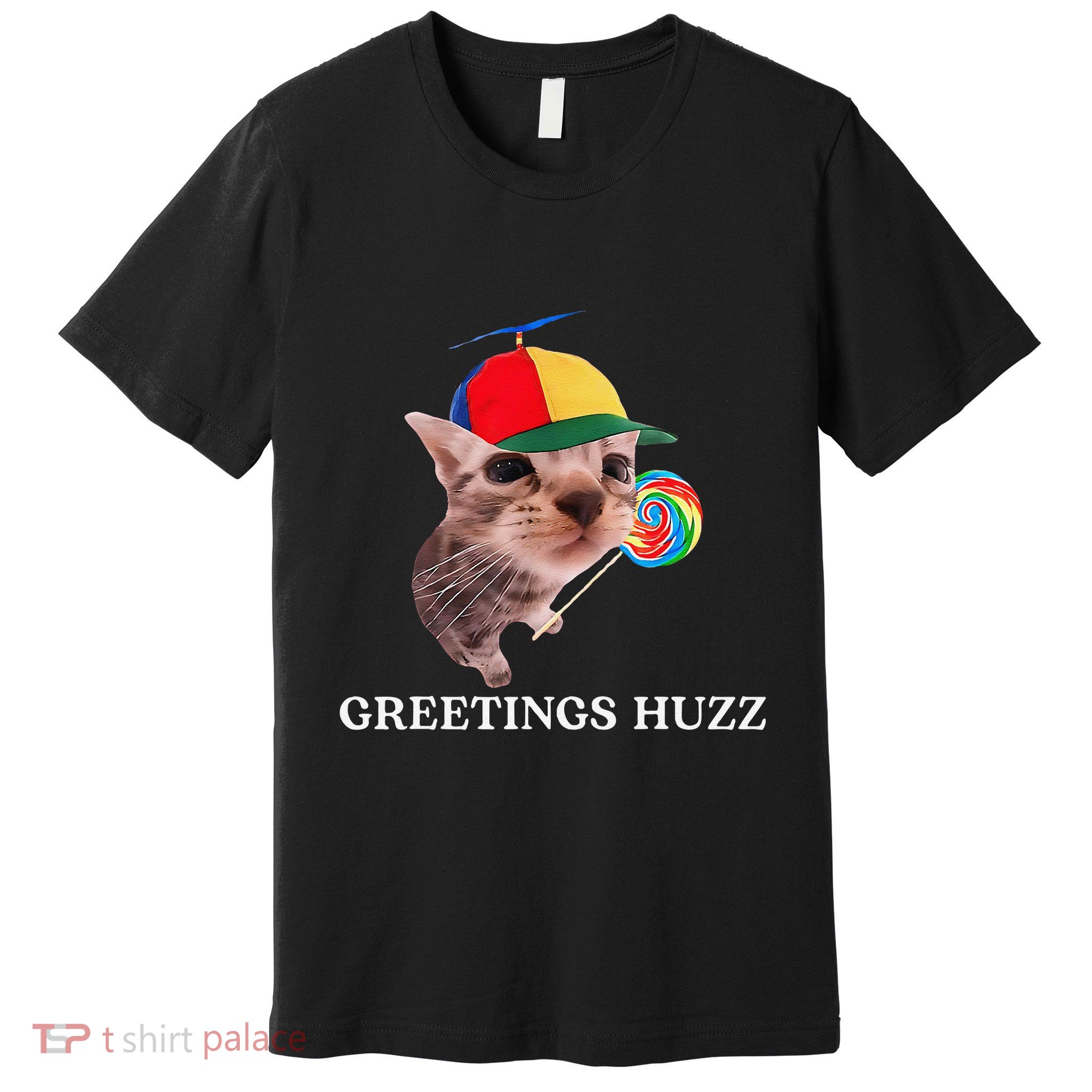 Greetings Huzz Funny Gen Z Gen Alpha Slang Silly Cat Meme Premium T-Shirt