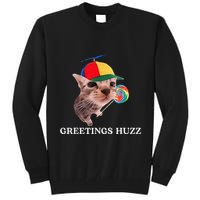 Greetings Huzz Funny Gen Z Gen Alpha Slang Silly Cat Meme Tall Sweatshirt